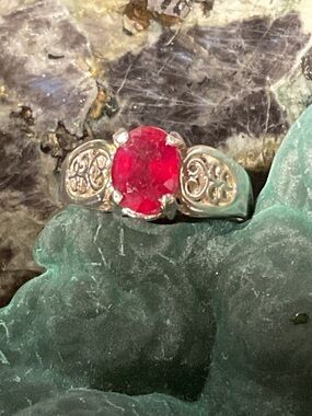 Natural Ruby .925 Silver Ring 7